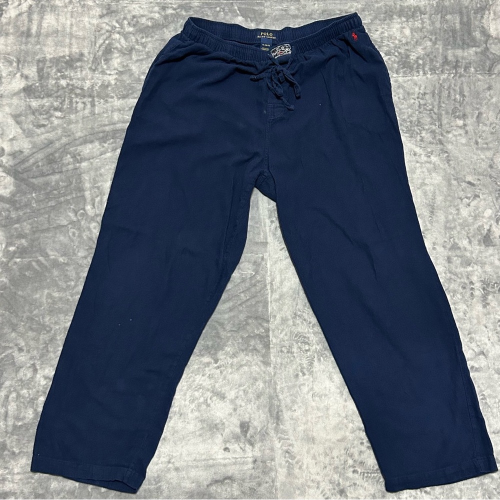 VTG POLO RALPH LAUREN 100% Cotton Drawstring Sleepwear Pajama Pants Blue Size XL